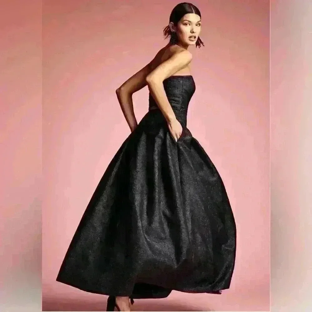Sachin + Babi Margaux Black/Midnight Strapless Midi Gala Dress Size Xtra Large - Picture 2 of 6